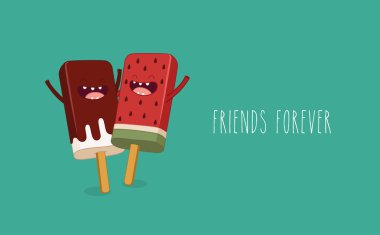 Ice lollies Comic characters. clipart