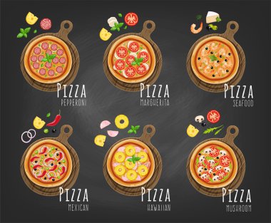 Pizza yönetim kurulu ve malzemeler üzerinde