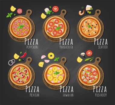 Pizza yönetim kurulu ve malzemeler üzerinde