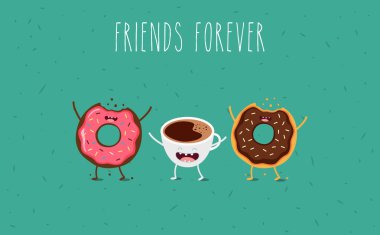 Kahve ve donut illüstrasyon