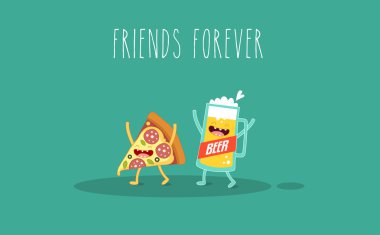 Pizza ve bira bardağı.