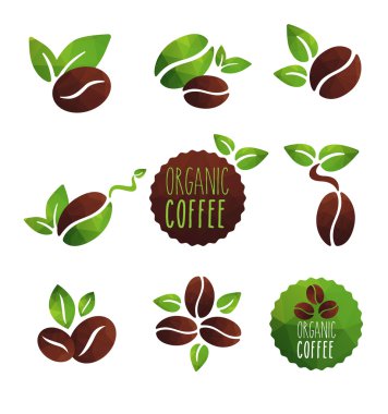 Set of coffee beans  icons clipart