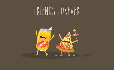 Pizza ve bira. Fastfood.