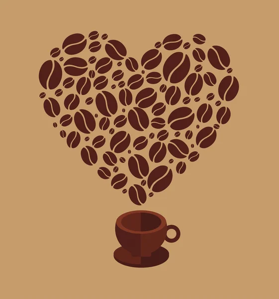 Απεικόνιση της καρδιάς του καφέ — Διανυσματικό Αρχείο