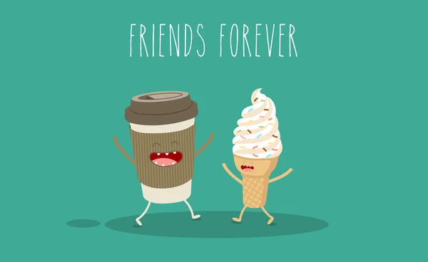 咖啡和冰激淋的卡通 — 图库矢量图片