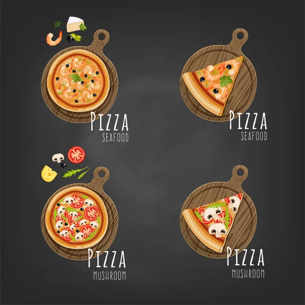Pizza slice i styrelsen — Stock vektor
