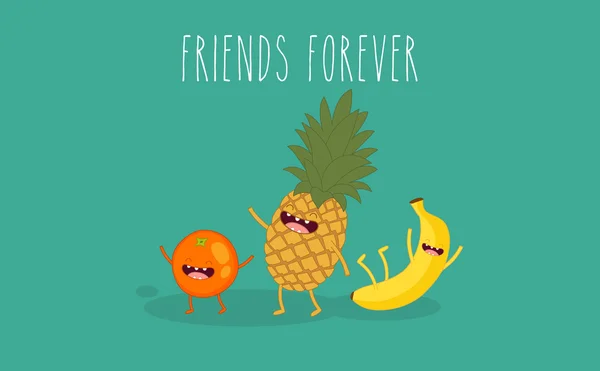 菠萝、 橙、 香蕉水果 — 图库矢量图片