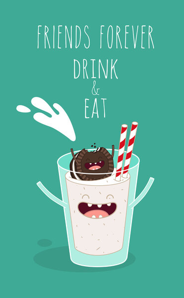 Стакан молока и печенья
.