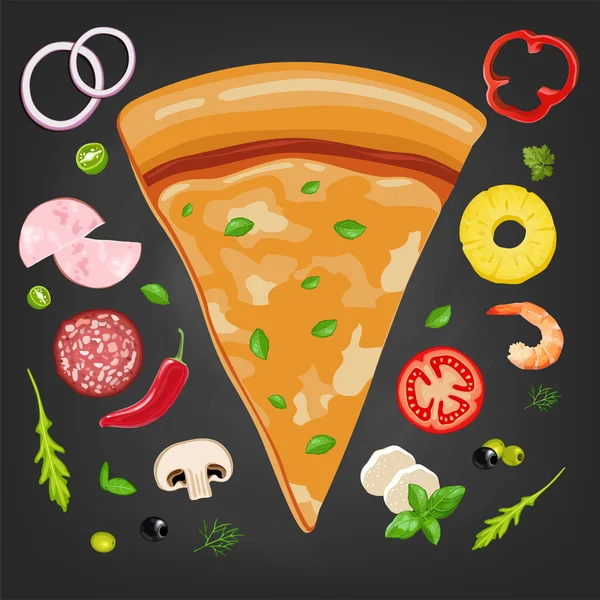 Cartone animato Pezzo di pizza . — Vettoriale Stock