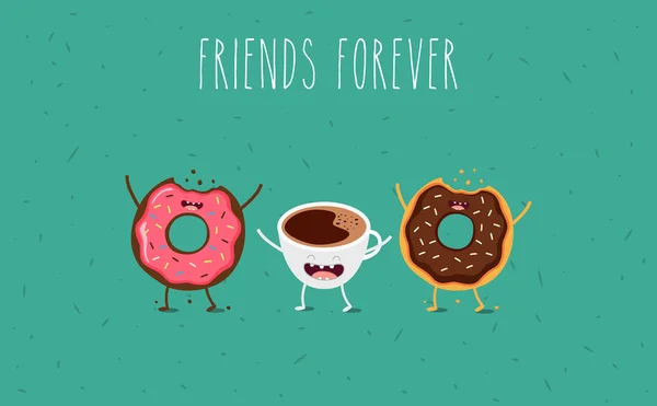 Kahve ve donut illüstrasyon