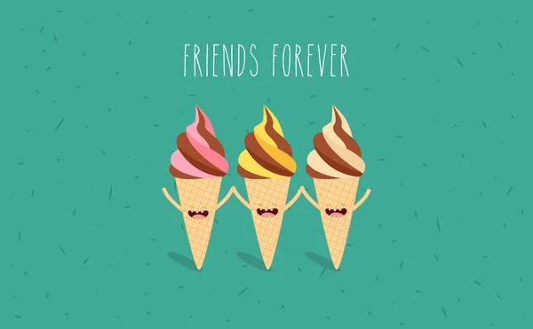 Ice cream koner cartoon. — Stock vektor