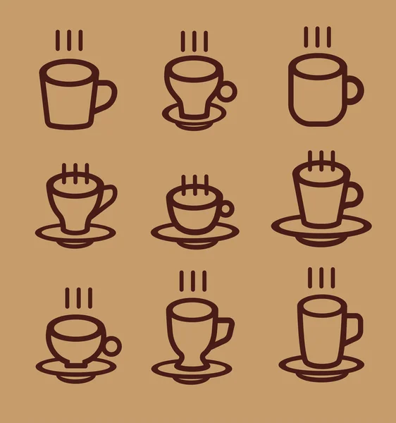 Кофейные чашки иконы — стоковый вектор