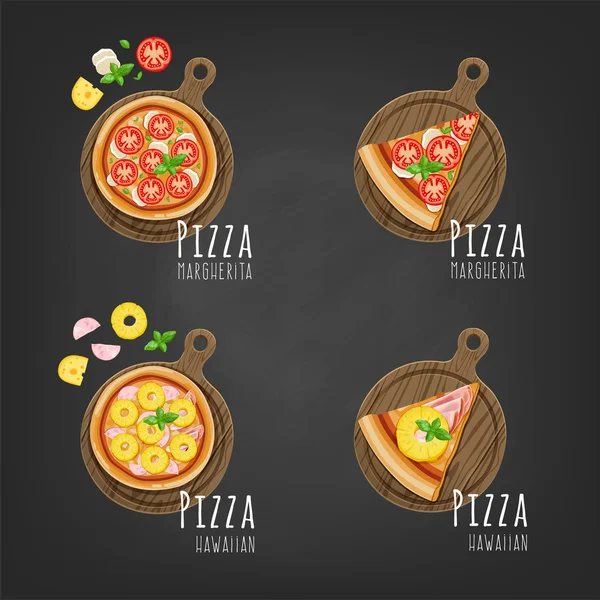 Tranche de pizza sur le plateau — Image vectorielle