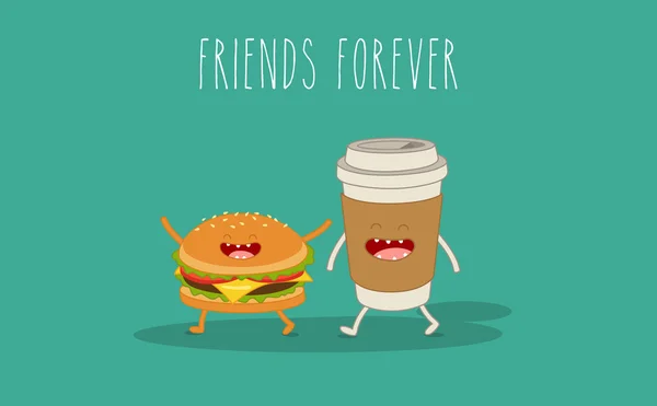 Fast-Food. Sandwich en koffie. — Stockvector