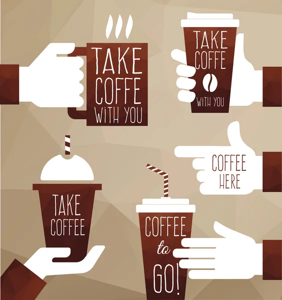 Graphics take coffee to go. — Stock Vector