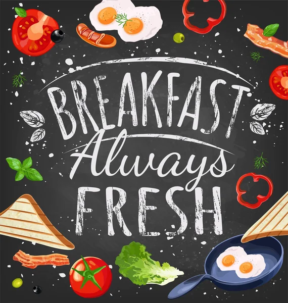 Breakfast poster chalkboard — Stock Vector