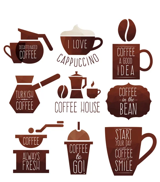 Éléments de café polygone — Image vectorielle