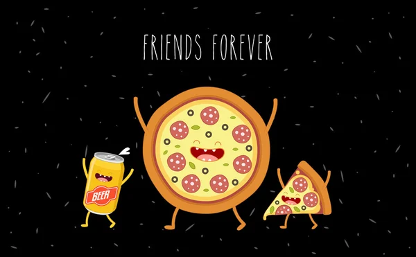 Pizza ve bira. Fastfood.