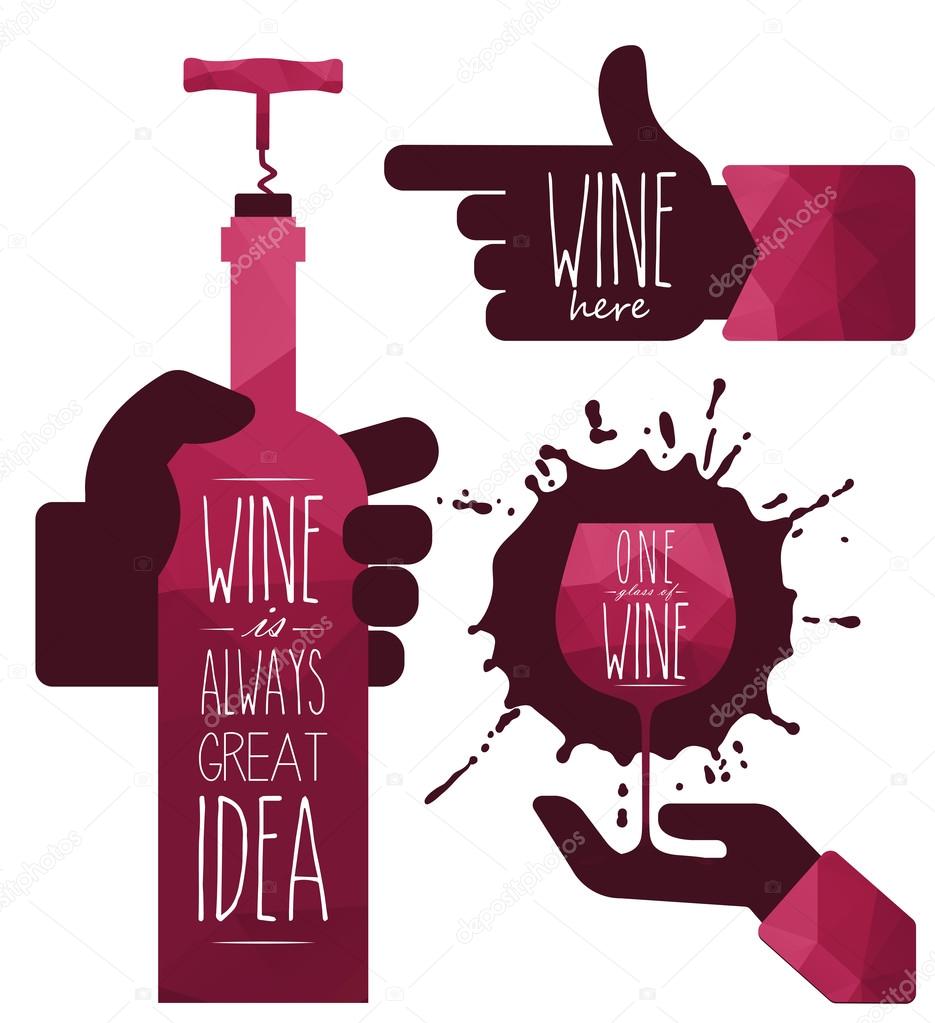 Restaurant silhouettes over white background vector illustration. Wine is always a great idea. ?ottle of wine in hand, symbols wine. Wine object. Wine here.