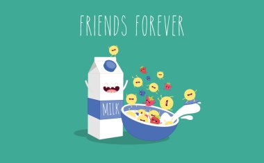 çizgi karakter süt ve Mısır gevreği