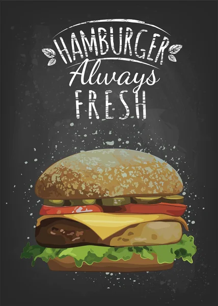 Hamburger always fresh — Stock Vector