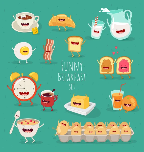 Funny breakfast set — Stock Vector