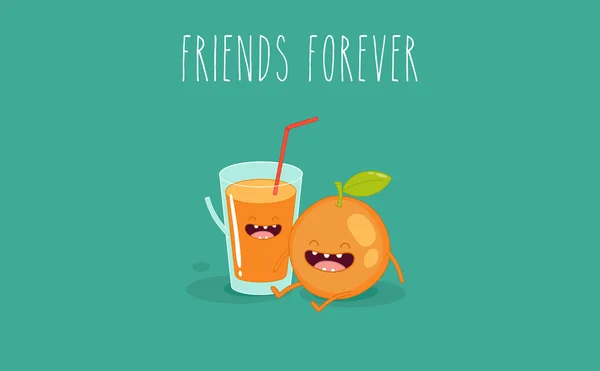 Αστεία ποτήρι χυμό πορτοκαλιού. — Διανυσματικό Αρχείο