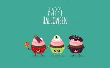 Cadılar Bayramı karikatür Cupcakes