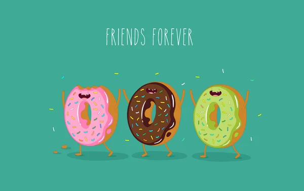 Personajes de donuts de dibujos animados — Vector de stock