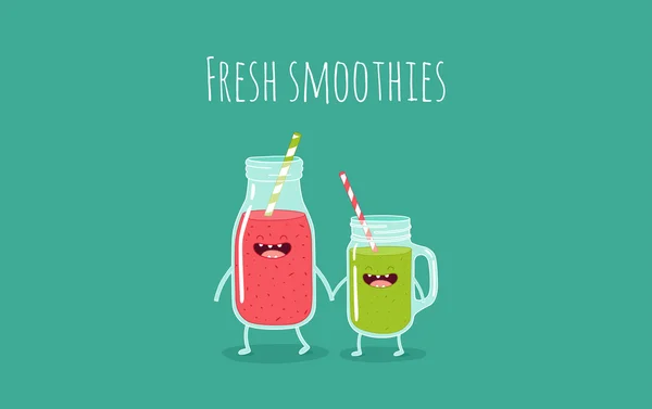 Φρέσκο smoothies στα φλυτζάνια. — Διανυσματικό Αρχείο