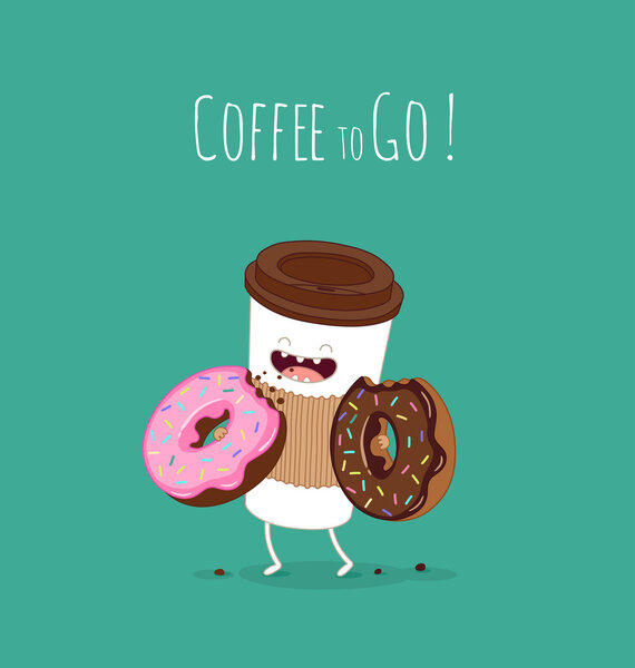 cartoon  Coffee and donuts