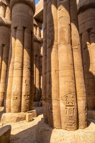 Precious Columns Ancient Egyptian Drawings Luxor Temple Egypt — Stock Photo, Image