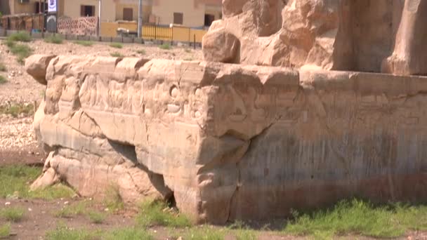 ルクソールの街の古代ファラオの彫刻 エジプト Hdビデオ 6ヶ月の観光がパンデミックによって停止した後の観光が戻る — ストック動画