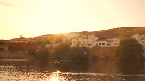 Sebuah Matahari Terbenam Yang Indah Dari Desa Nubia Berlayar Dari — Stok Video