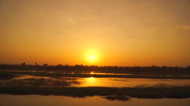Coucher Soleil Bateau Croisière Naviguant Sur Nil Ville Louxor Ville — Video