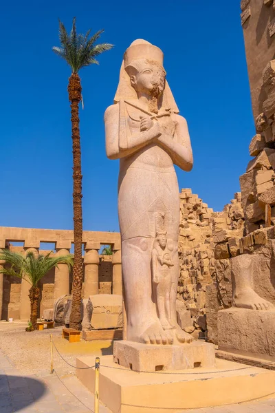 Escultura Faraó Dentro Templo Karnak Grande Santuário Amon Egipto — Fotografia de Stock