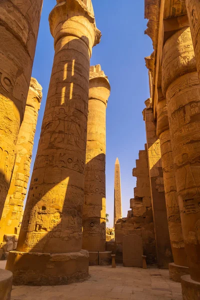 Colunas Gigantes Templo Karnak Grande Santuário Amon Egipto — Fotografia de Stock