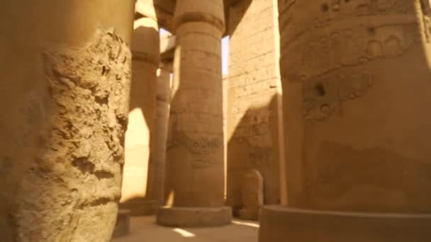 Látogassa Meg Karnak Templomát Gyönyörű Oszlopait Hieroglifákkal Amun Nagy Szentélyét — Stock videók