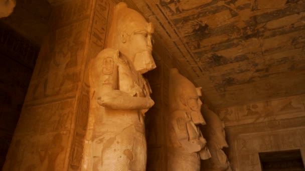 Faraós Pedra Dentro Templo Abu Simbel Sul Egito Núbia Lado — Vídeo de Stock