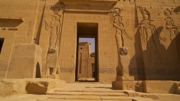 Bevezető Terv Philae Templomban Emberek Nélkül Görög Római Építkezés Nílus — Stock videók