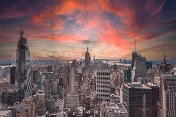 Нью Йорк Сша Января 2020 Года Закат Вершине Скалы Нью — стоковое фото