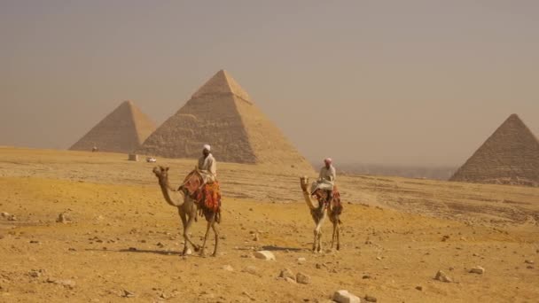 Cairo Egypt October 2020 Panning Shot Two Local Men Riding — Stock Video