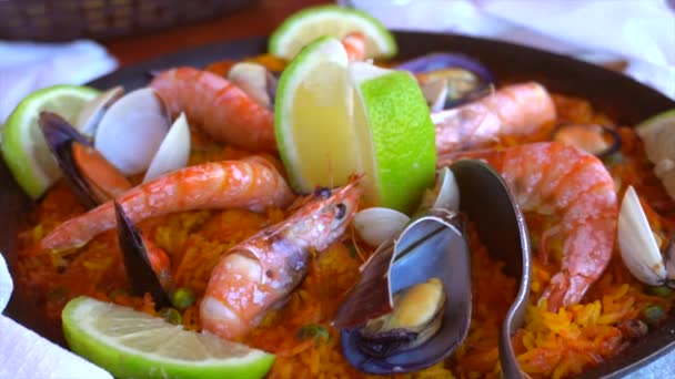 Une Belle Paella Aux Fruits Mer Santa Cruz Palma Île — Video