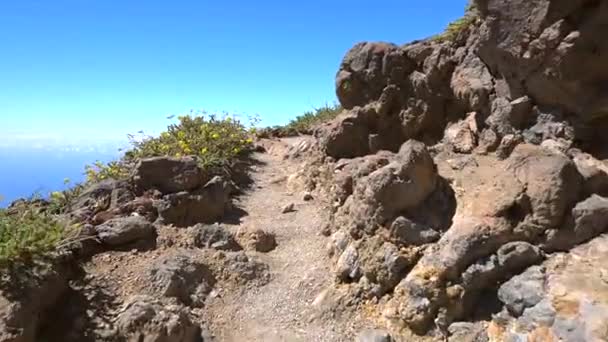 Μονοπάτι Στην Κορυφή Του Φυσικού Πάρκου Ηφαίστειο Caldera Taburiente Κοντά — Αρχείο Βίντεο