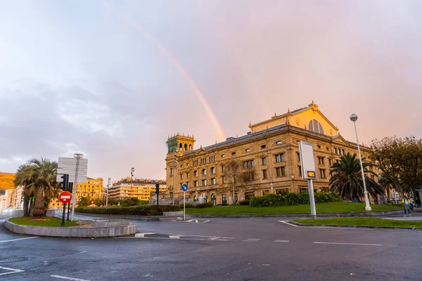 Rainbow Beautiful City San Sebastian Province Gipuzkoa Basque Country — Stock Photo, Image