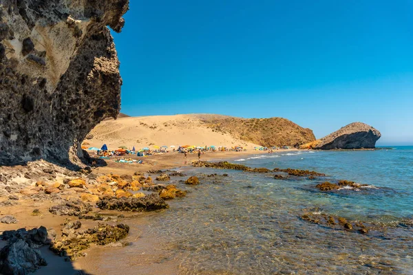 Plaża Monsul Parku Naturalnego Cabo Gata Stworzona Erozji Formacji Lawy — Zdjęcie stockowe