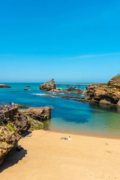 Bela Plage Port Vieux Uma Tarde Verão Onde Banhistas Podem — Fotografia de Stock