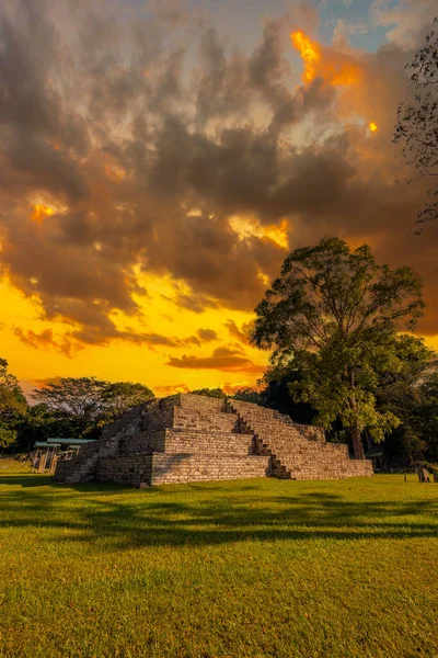 Uma Pequena Pirâmide Templos Copan Ruinas Honduras — Fotografia de Stock