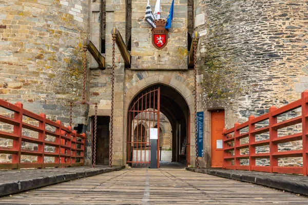 Entrada Castelo Medieval Vitre Ille Vilaine Departamento Região Bretanha França — Fotografia de Stock