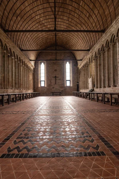 Bellissimi Interni Dell Abbazia Mont Saint Michel All Interno Nel — Foto Stock